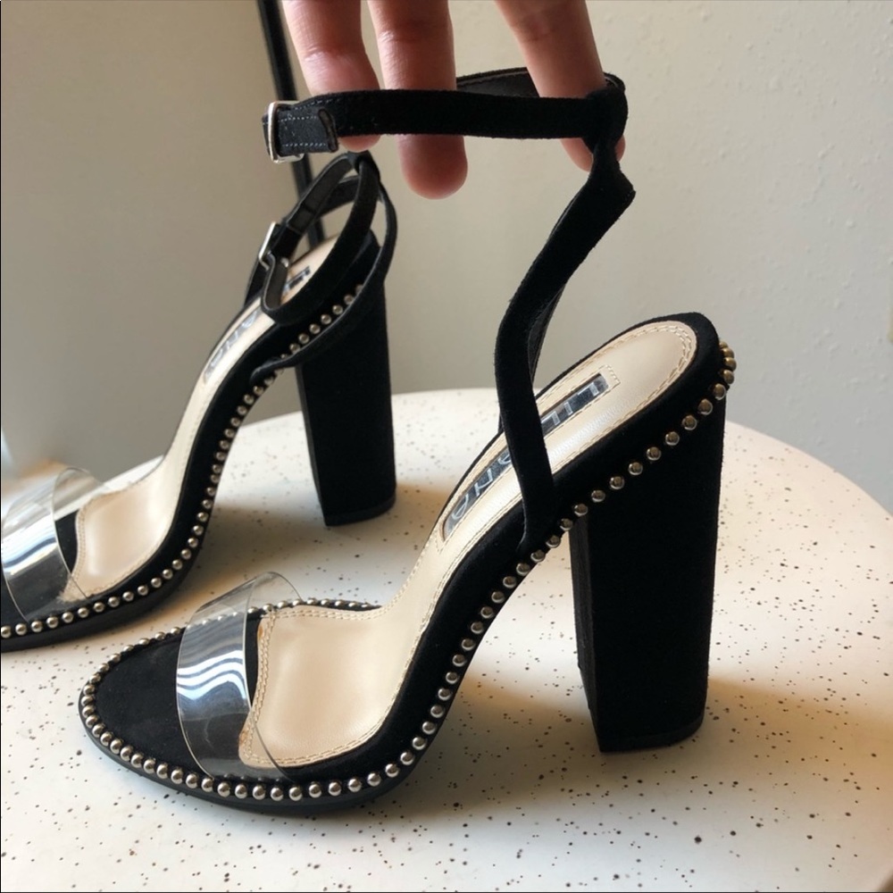 Black block heel Silver Stud